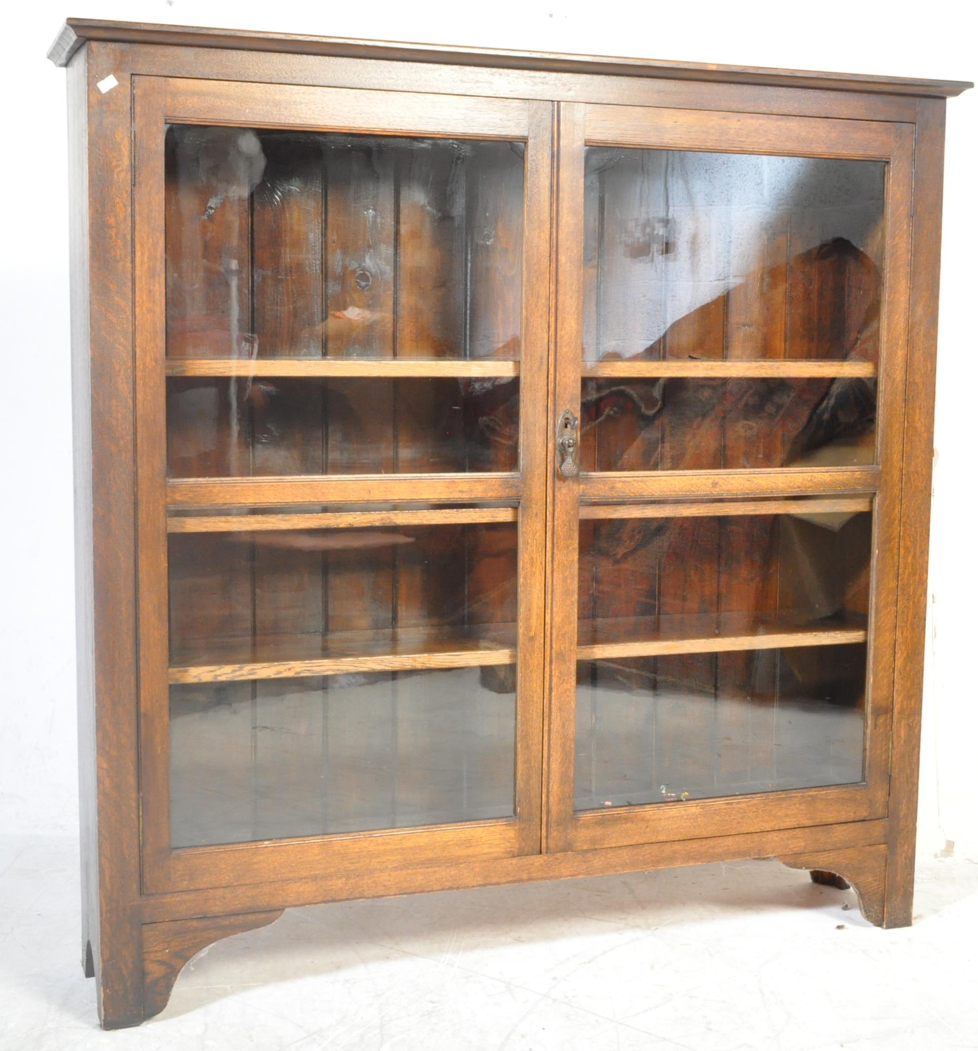 19TH CENTURY VICTORIAN OAK LIBRARY BOOKCASE CABINET