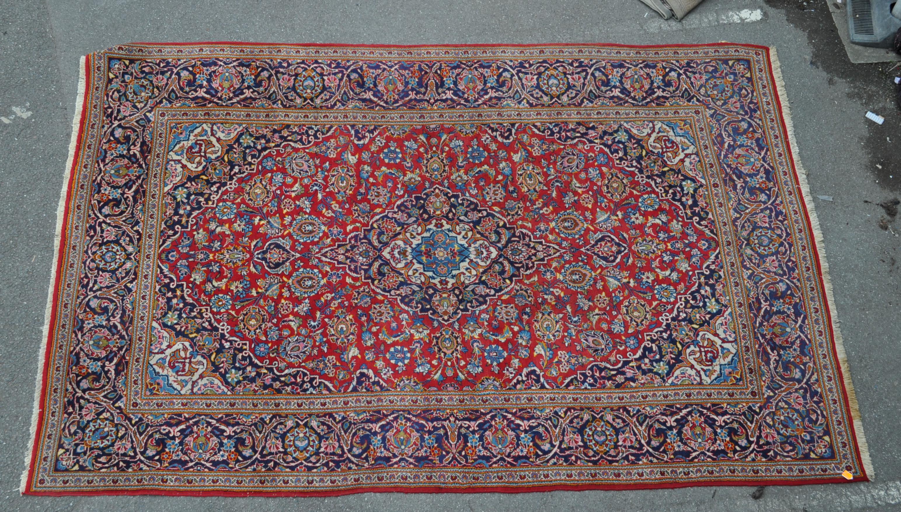 20TH CENTURY PERSIAN ISLAMIC KESHAN WOOL RUG