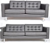 AFTER FLORENCE KNOLL - PAIRL OF LEATHER SOFA - SETTEES