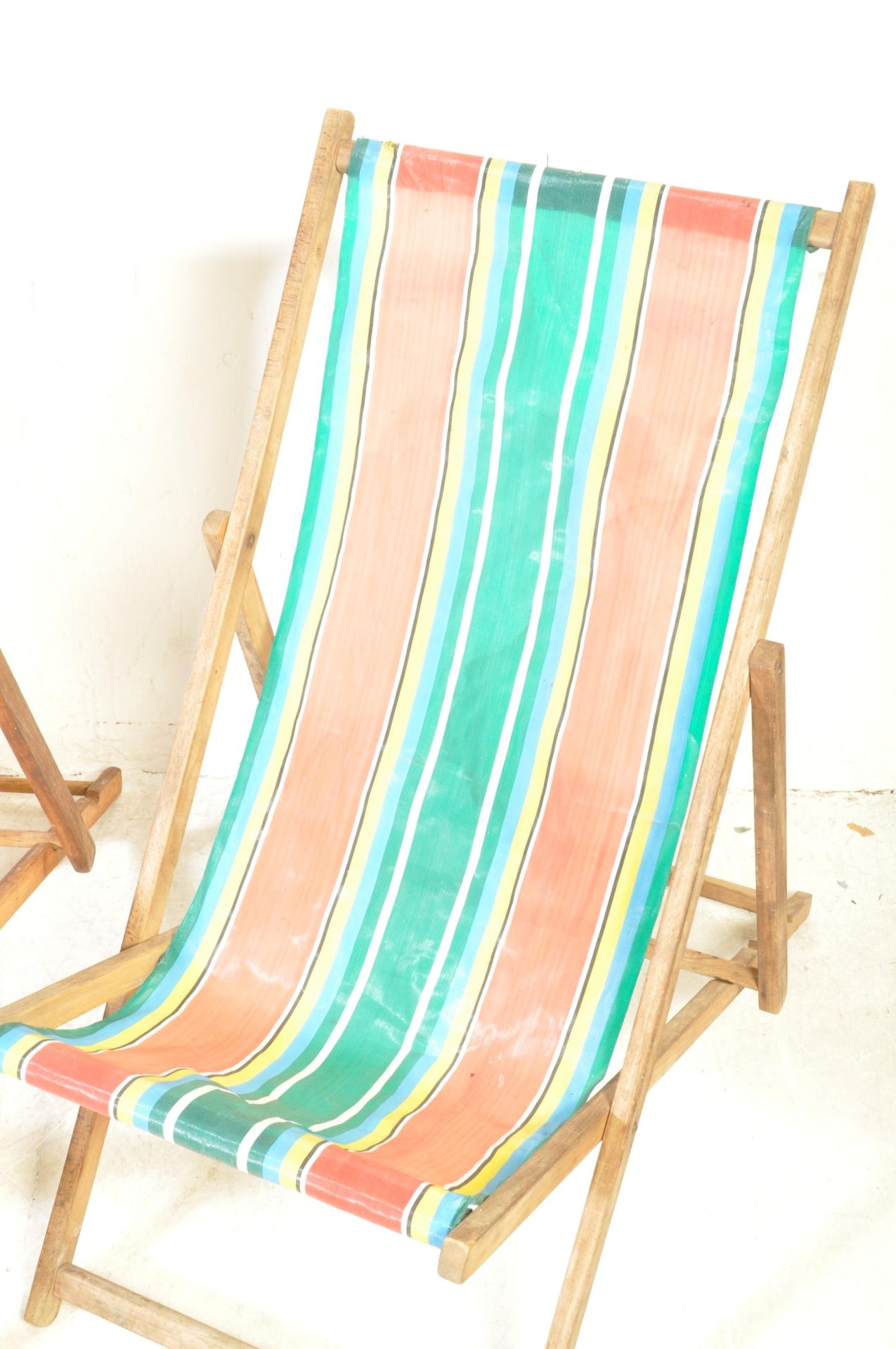 THREE VINTAGE STRIPED BEACH DECK CHAIRS - Image 4 of 5