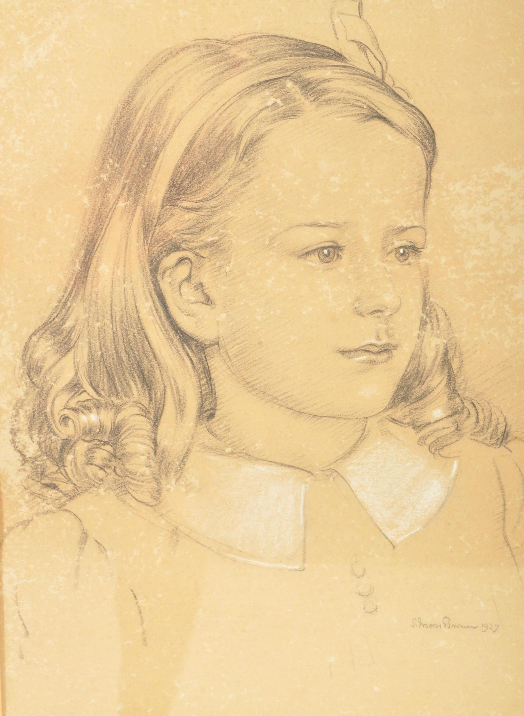 SAM MORSE BROWN (1903-2001) - TWO PENCIL & CHALK PORTRAIT STUDIES - Image 3 of 6