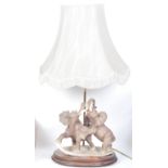 LARGE 20TH CENTURY RESIN CAST ELEPHANT BULL TABLE LAMP