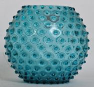 RETRO MID CENTURY BLUE HOBNAIL GLASS