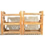 PAIR OF VINTAGE 20TH CENTURY UPCYCLED APPLE STORAGE WORK SHELVES