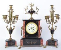 19TH CENTURY SLATE MANTEL CLOCK GARNITURE