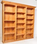 LARGE COUNTRY 20TH CENTURY PINE TRIPLE BOOKCASE