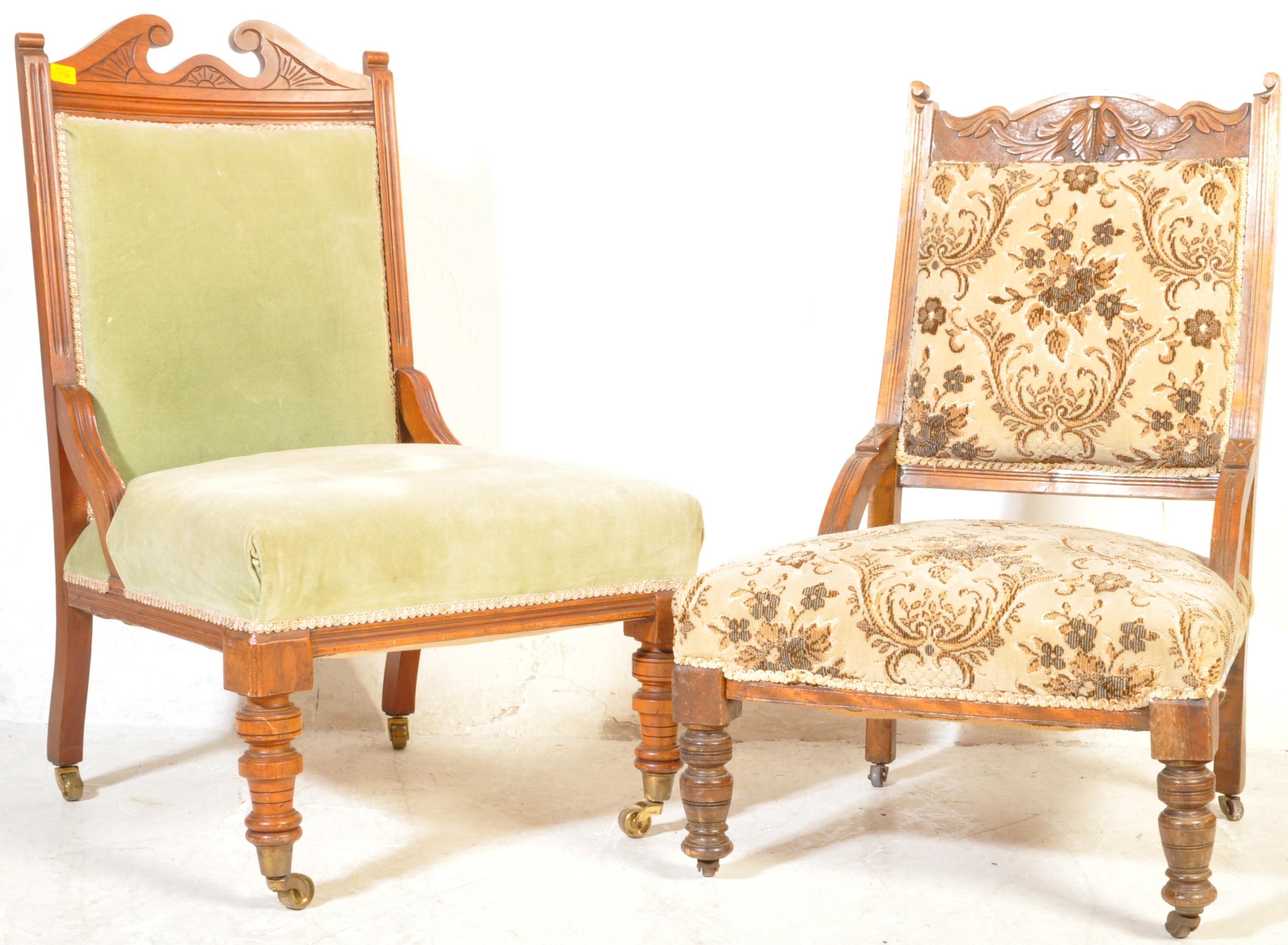 VICTORIAN 19TH CENTURY MAHOGANY LADIES ARMCHAIR & OTHER
