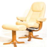 EKORNES STRESSLESS STYLE LEATHER ARMCHAIR & STOOL