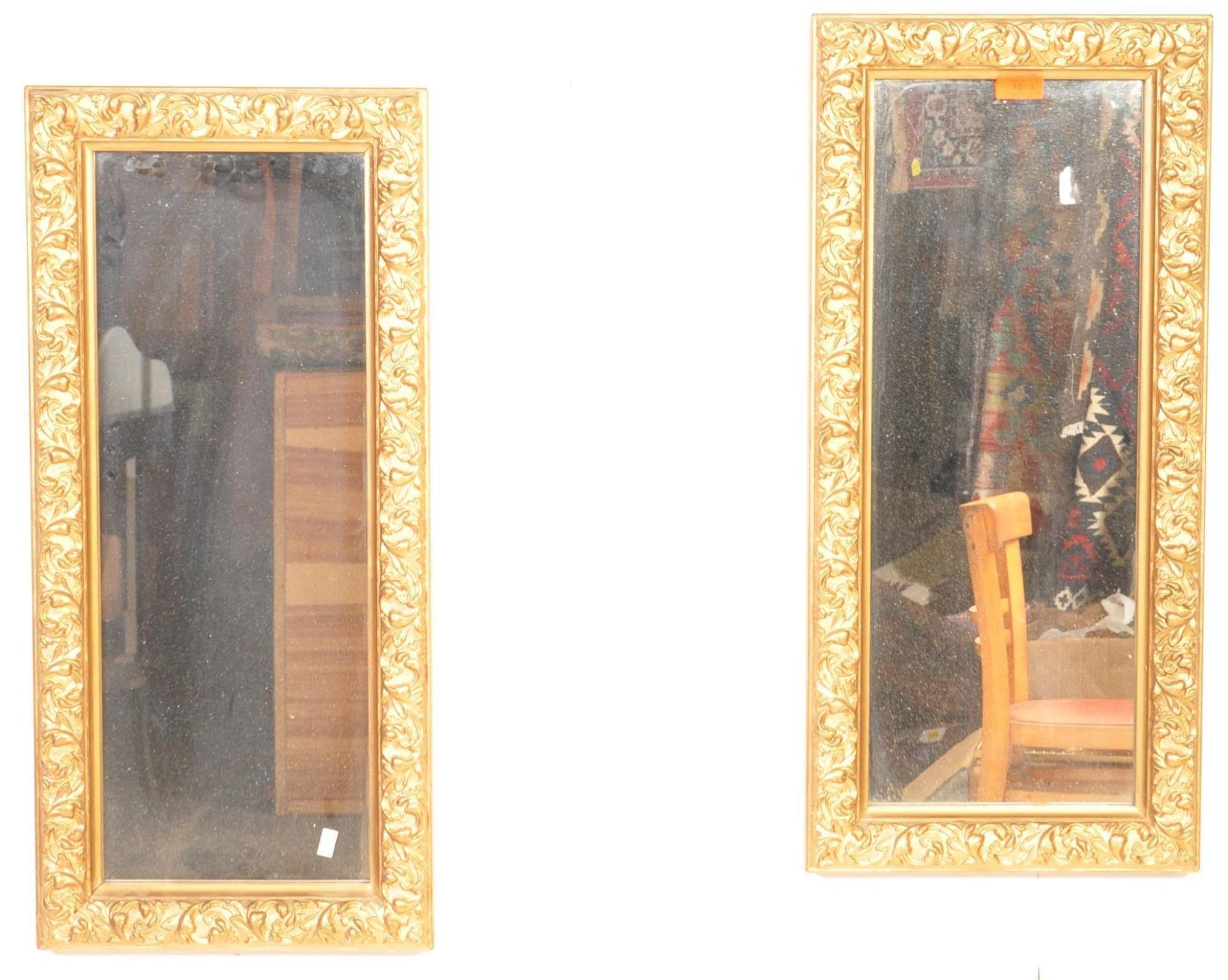 PAIR VINTAGE GILT ROCAILLE FRAME MIRRORS