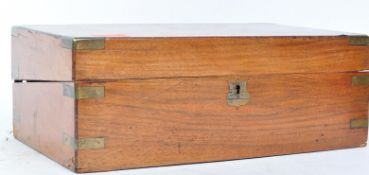 19TH CENTURY MAHOGANY BRASS WRITING SLOPE BOX