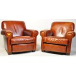 PAIR OF JOHN LEWIS CHESTERFIELD LEATHER CLUB ARMCHAIRS