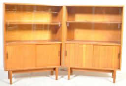 BRITISH MODERN DESIGN - PAIR MID CENTURY TEAK BOOKCASES