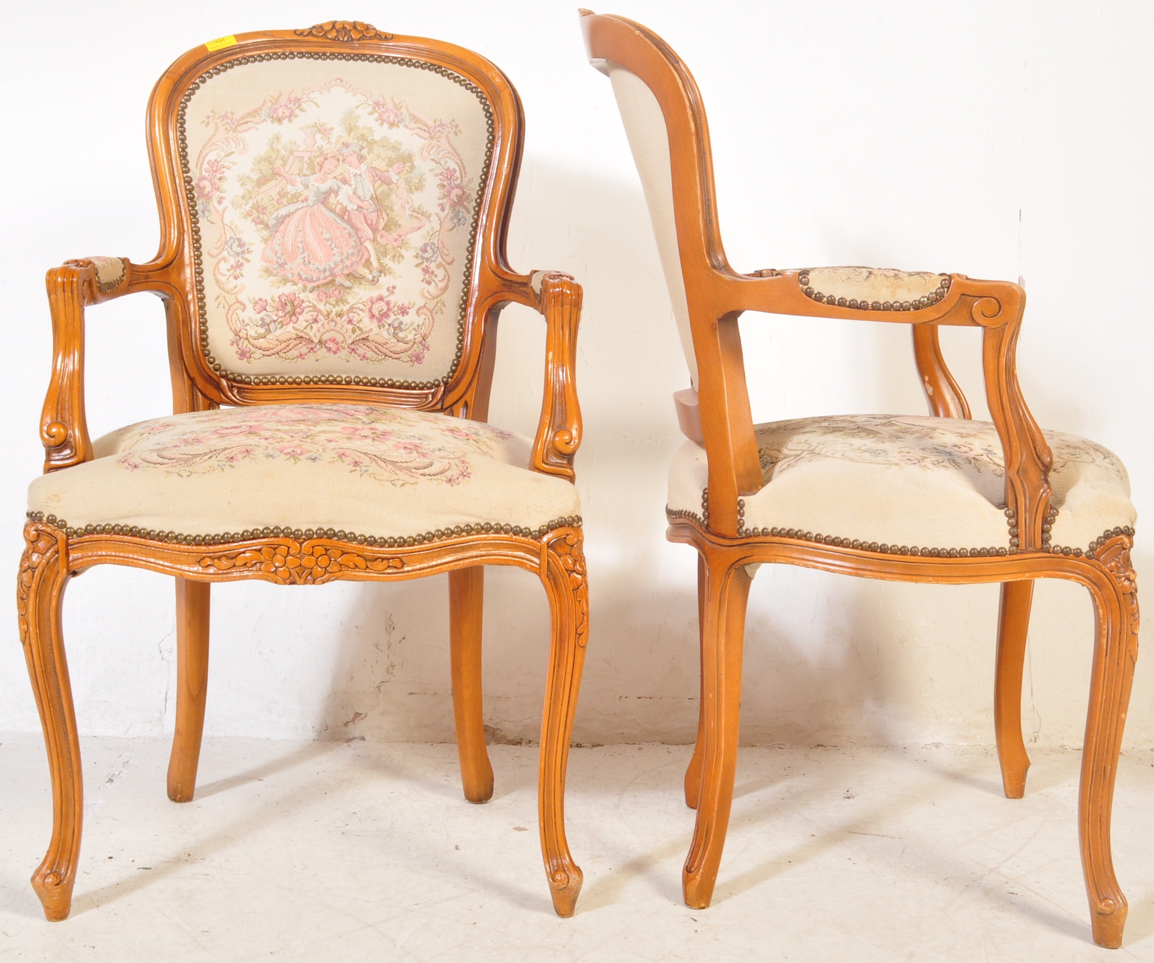 PAIR OF LOUIS XVI STYLE FAUTEILS ARMCHAIRS - Image 5 of 6