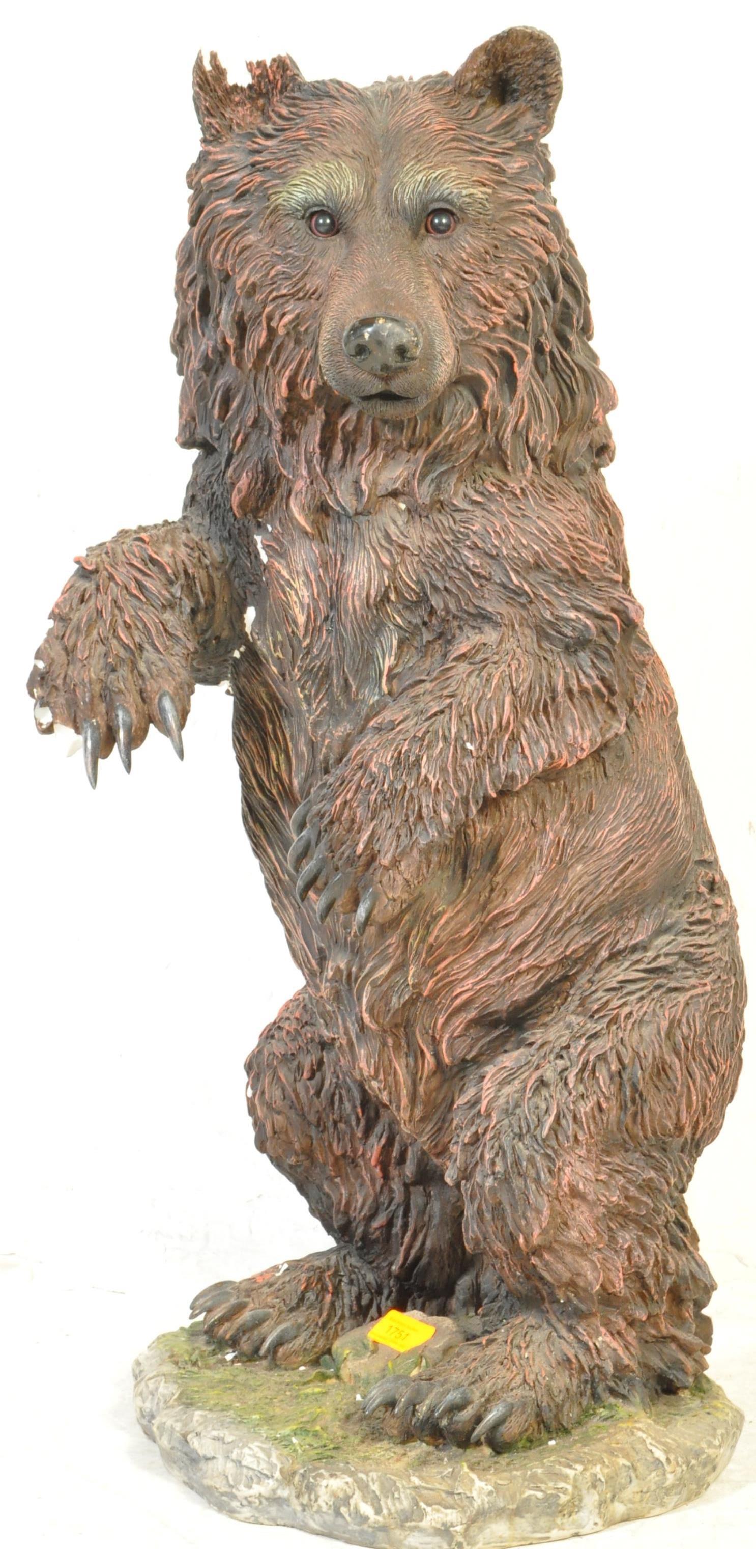 LARGE FLOOR STANDING CARVED RESIN CAST GRIZZLY BEAR