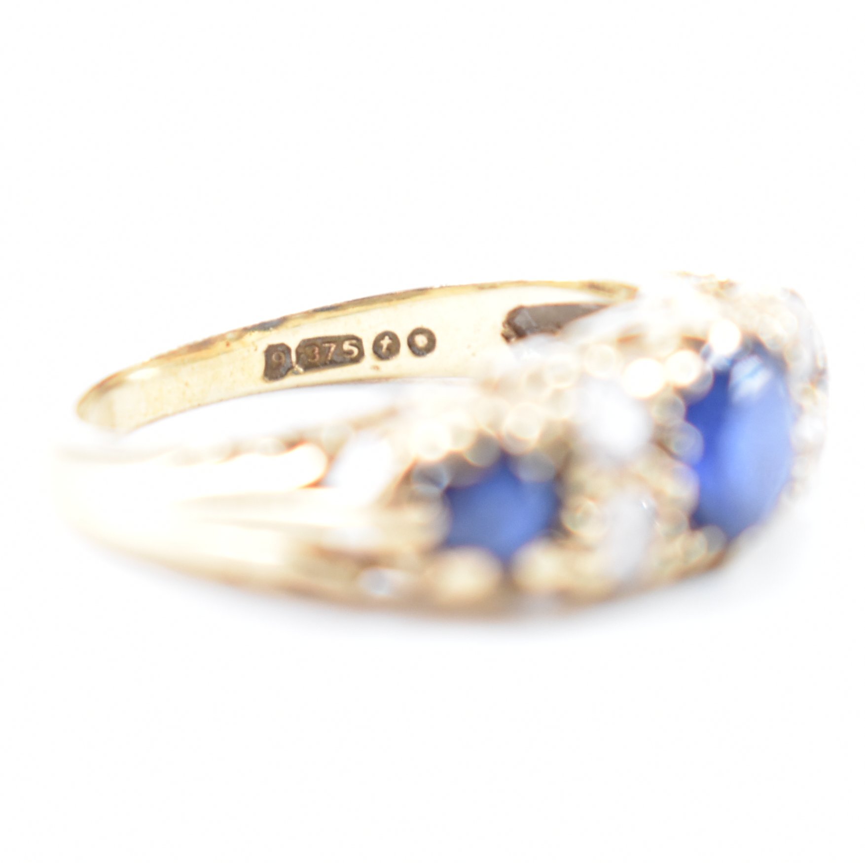 HALLMARKED 9CT GOLD BLUE & WHITE STONE RING - Image 5 of 8