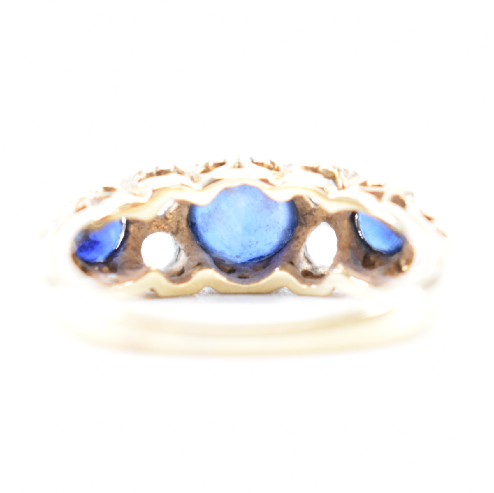 HALLMARKED 9CT GOLD BLUE & WHITE STONE RING - Image 3 of 8