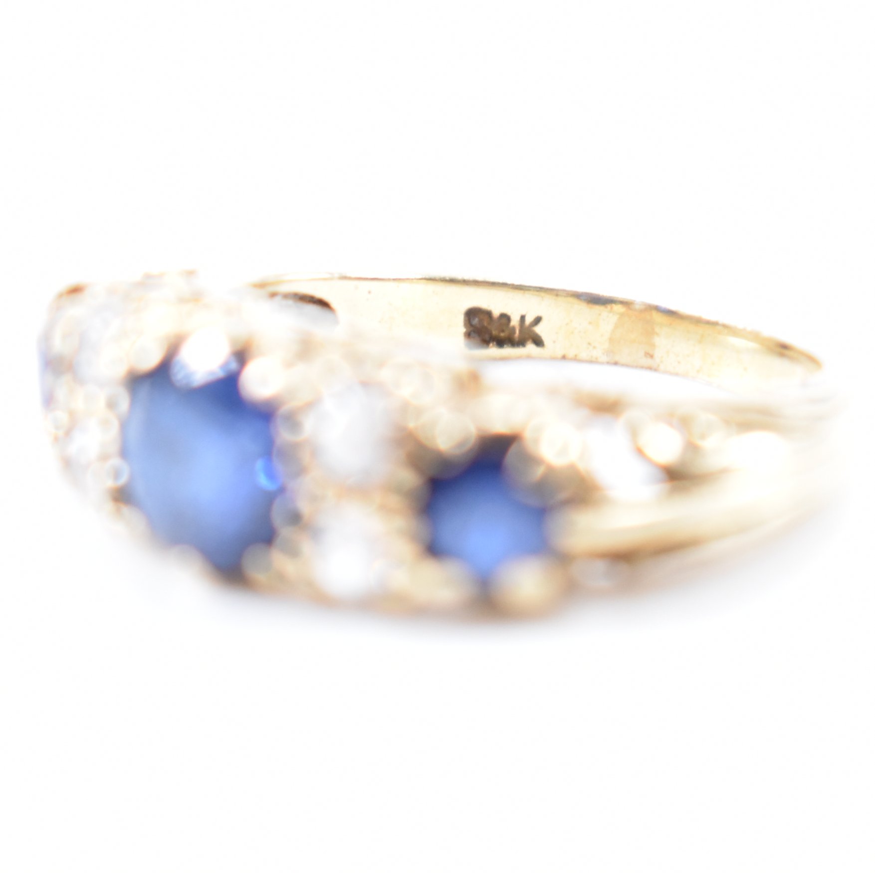 HALLMARKED 9CT GOLD BLUE & WHITE STONE RING - Image 6 of 8