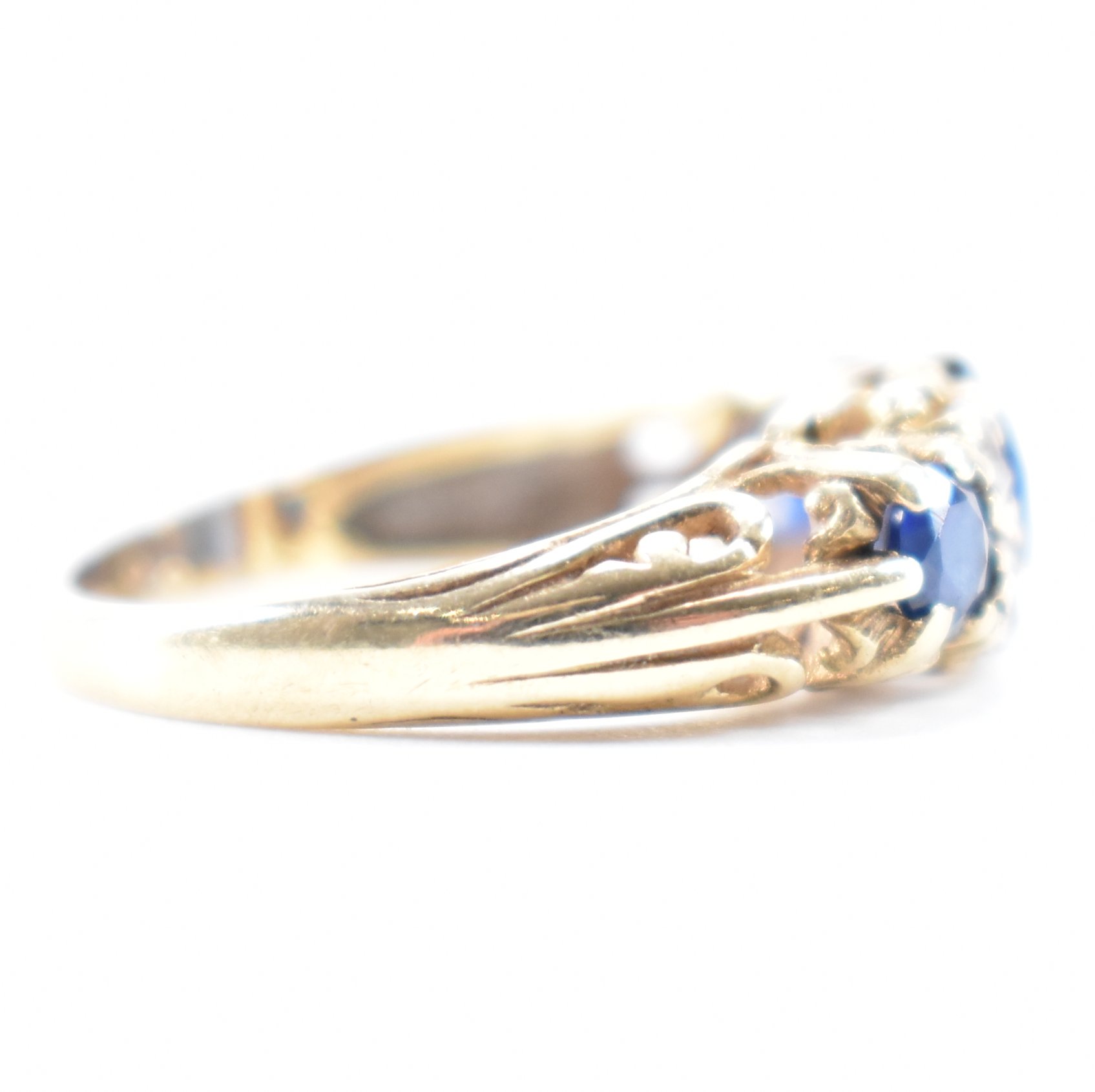 HALLMARKED 9CT GOLD BLUE & WHITE STONE RING - Image 4 of 8