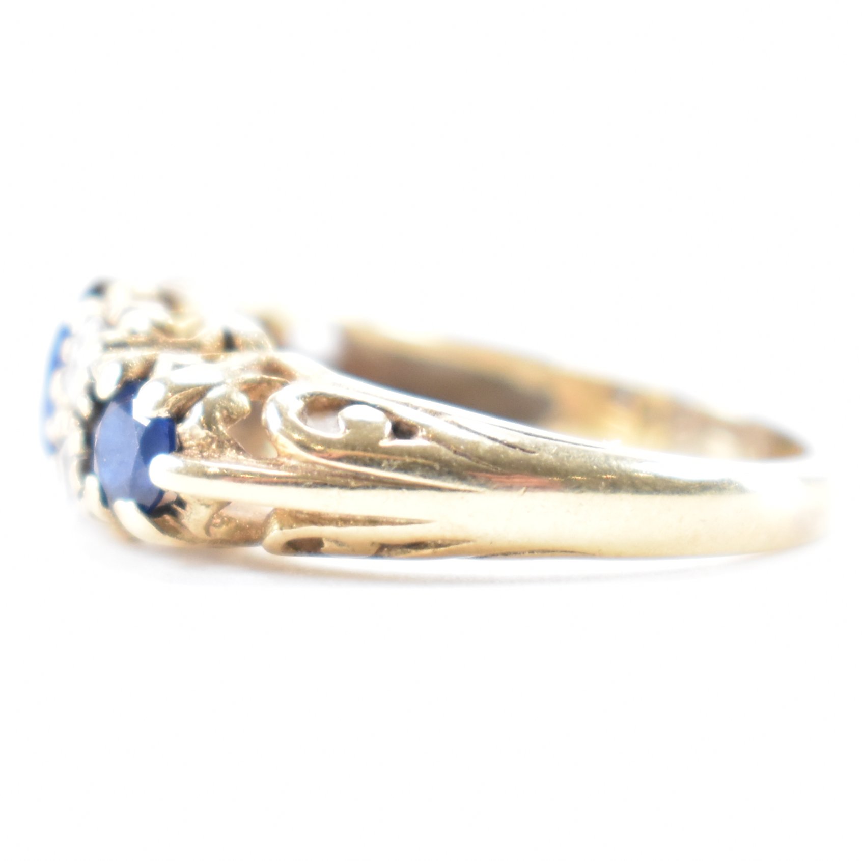 HALLMARKED 9CT GOLD BLUE & WHITE STONE RING - Image 2 of 8