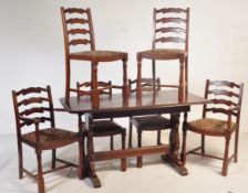 20TH CENTURY MAHOGANY DINING TABLE WITH SIX DINNER CHAIRS