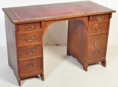 EDWARDIAN MAHOGANY & LEATHER TWIN PEDESTAL DESK