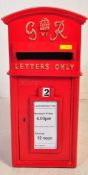 A VINTAGE STYLE CAST IRON RED LETTER BOX - GEORGE VI STYLE