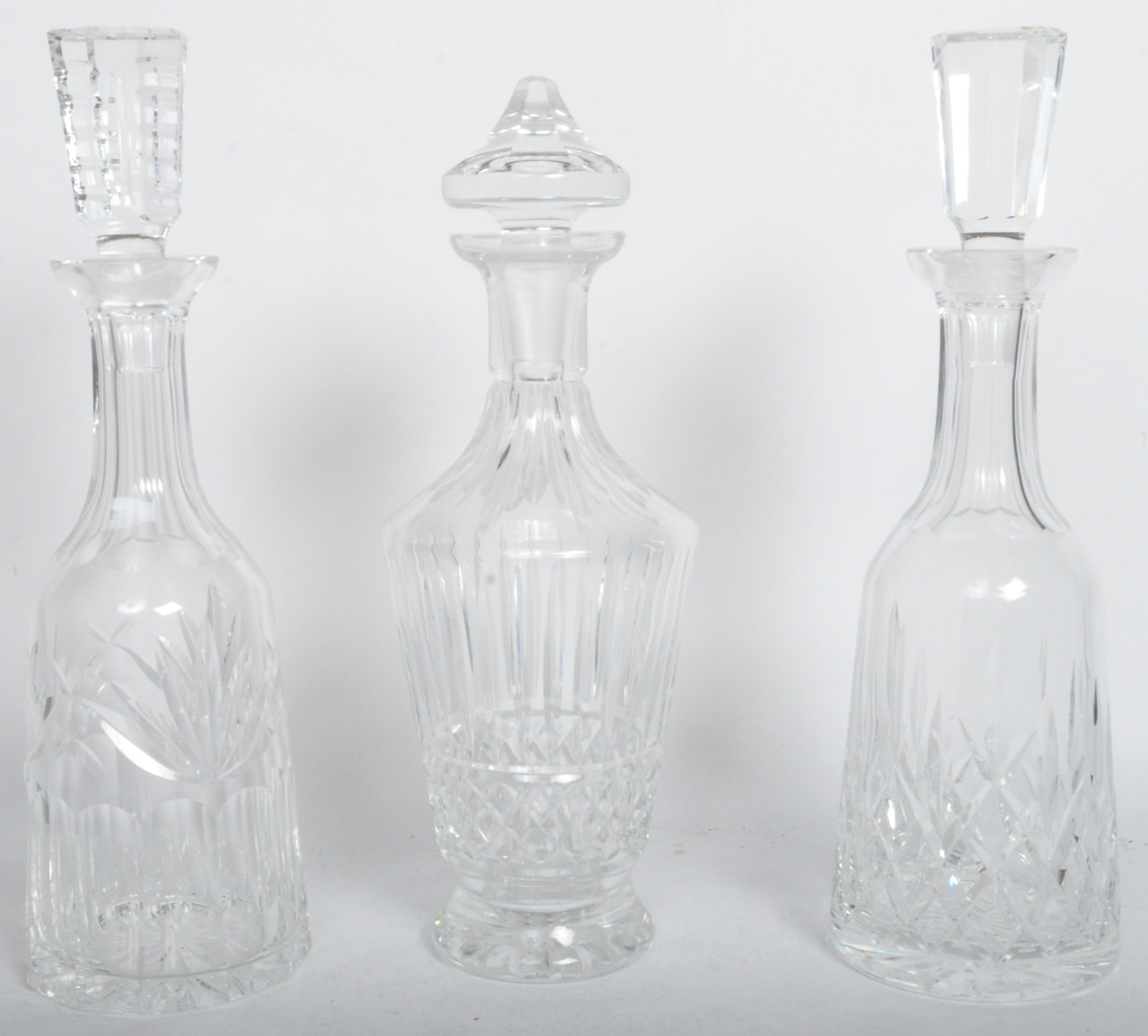 THREE 20TH CENTURY CUT GLASS WATERFORD DECANTERS