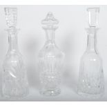 THREE 20TH CENTURY CUT GLASS WATERFORD DECANTERS
