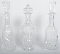 THREE 20TH CENTURY CUT GLASS WATERFORD DECANTERS