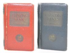 TWO VINTAGE FAUX LEATHER LLOYDS BANK LTD MONEY BOXES