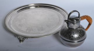 VINTAGE SILVER PLATE DECOARTIVE SALVER & EPNS JUG