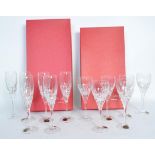 TWO SETS OF SIX TAILLE MAIN CHAMPAGNE FLUTE GLASSES