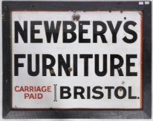 NEWBERY'S FURNITURE - BRISTOL - ENAMEL ADVERTISING SIGN
