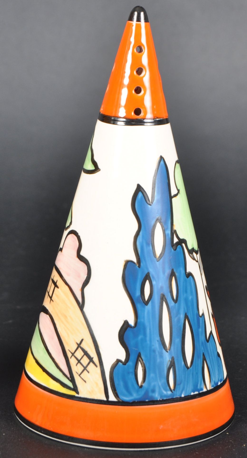 CLARICE CLIFF ORANGE ROOF COTTAGE SUGAR SIFTER - Image 4 of 6