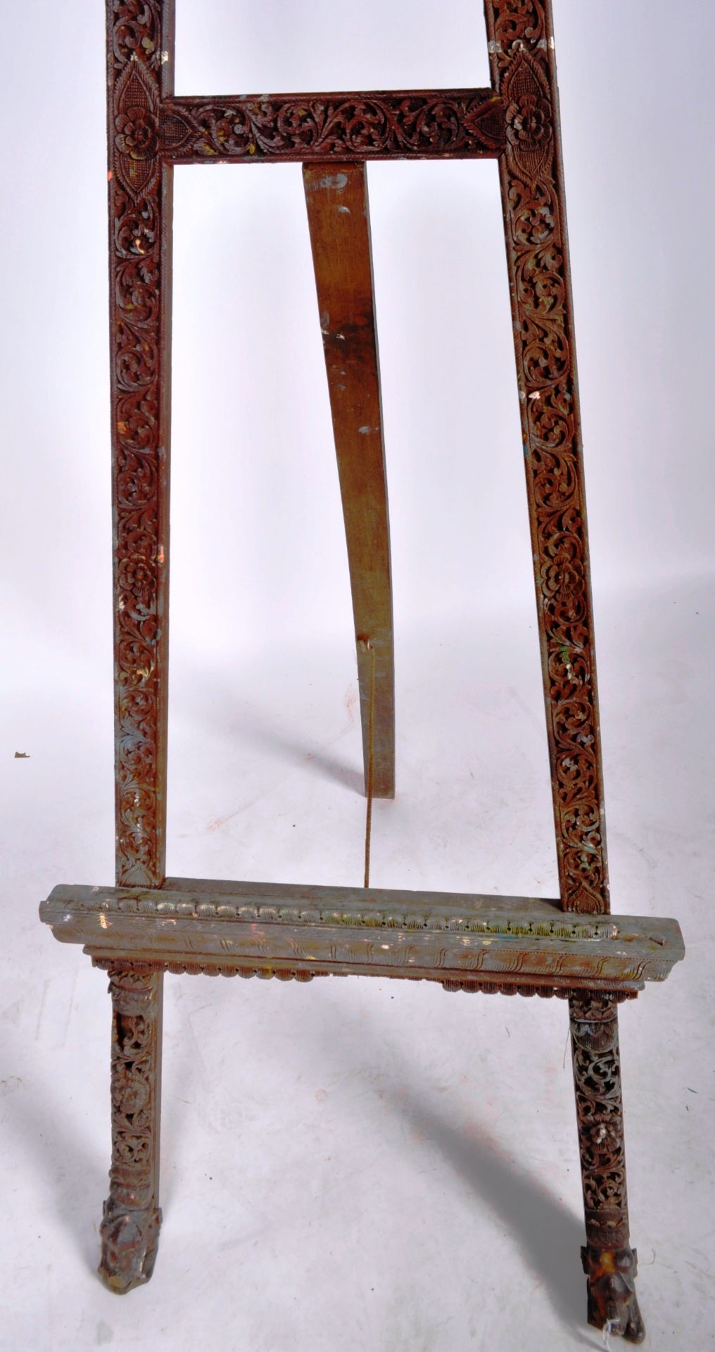 VINTAGE 20TH CENTURY ORIENTAL CARVED WOOD EASEL STAND - Image 7 of 13