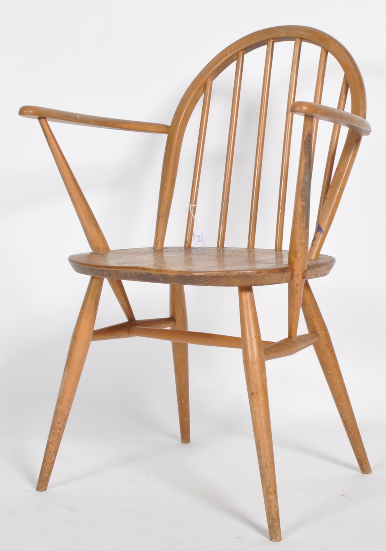 ERCOL - WINDSOR MODEL - 60s BEACH AND ELM CARVER ARMCHAIR