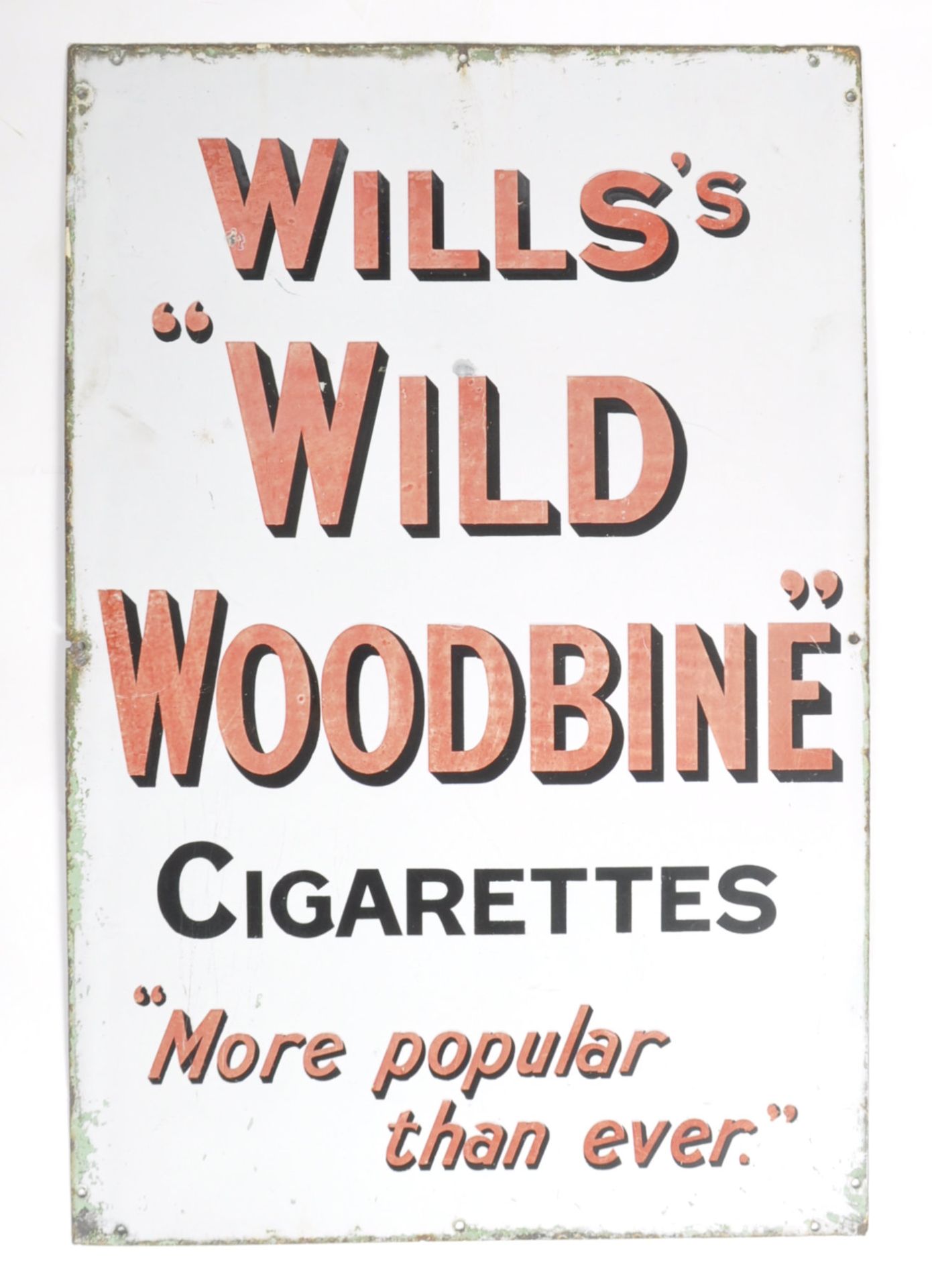 WOODS WILD WOODBINE- ORIGINAL ENAMEL SIGN