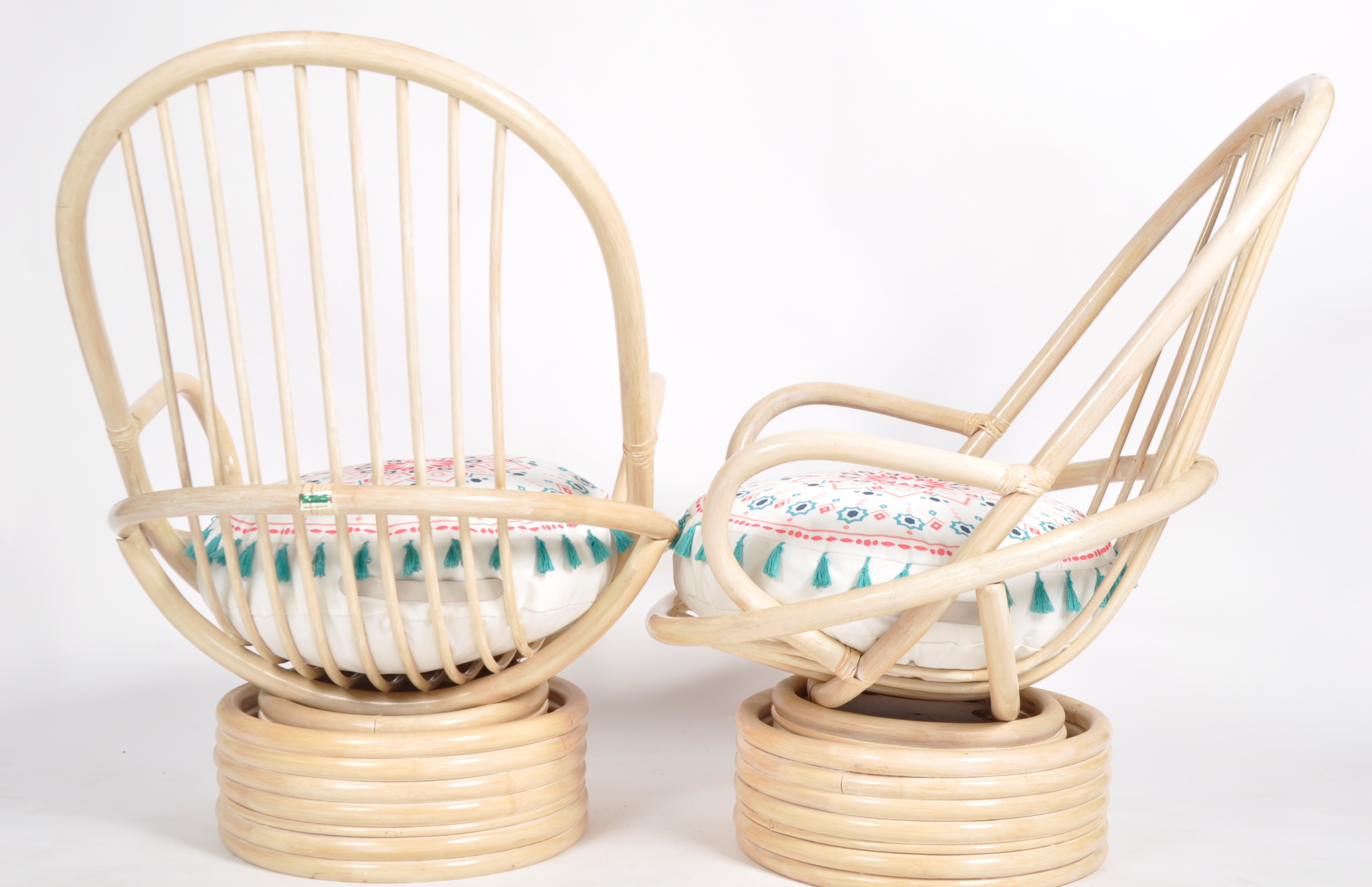 CERDA - PAIR OF ITALIAN CANE & BAMBOO EGG CHAIRS - Image 7 of 8