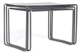 LATE 20TH CENTURY PERFORATED METAL NEST OF TABLES