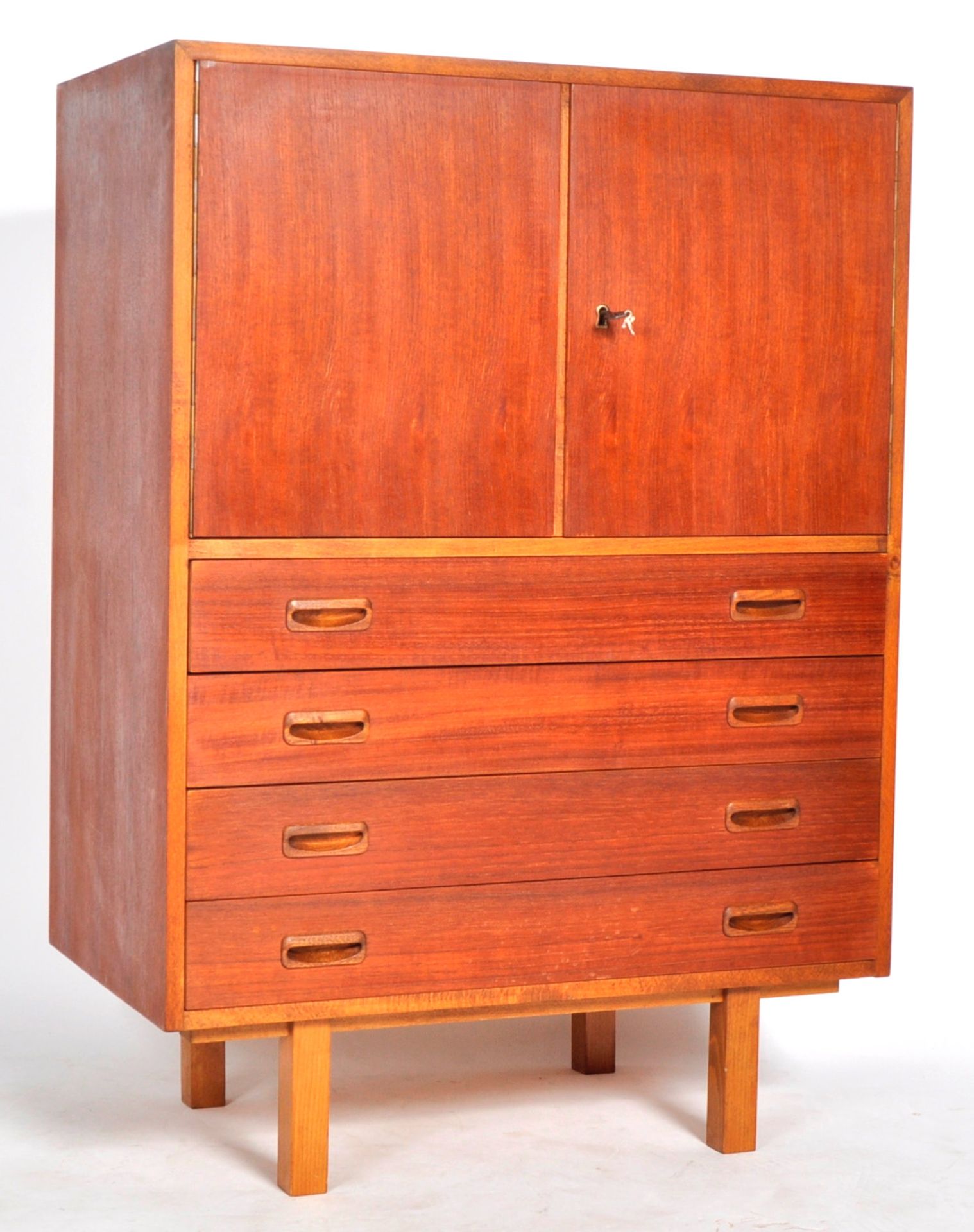 MID CENTURY DANISH DESIGN TEAK UPRIGHT TALLBOY CHEST