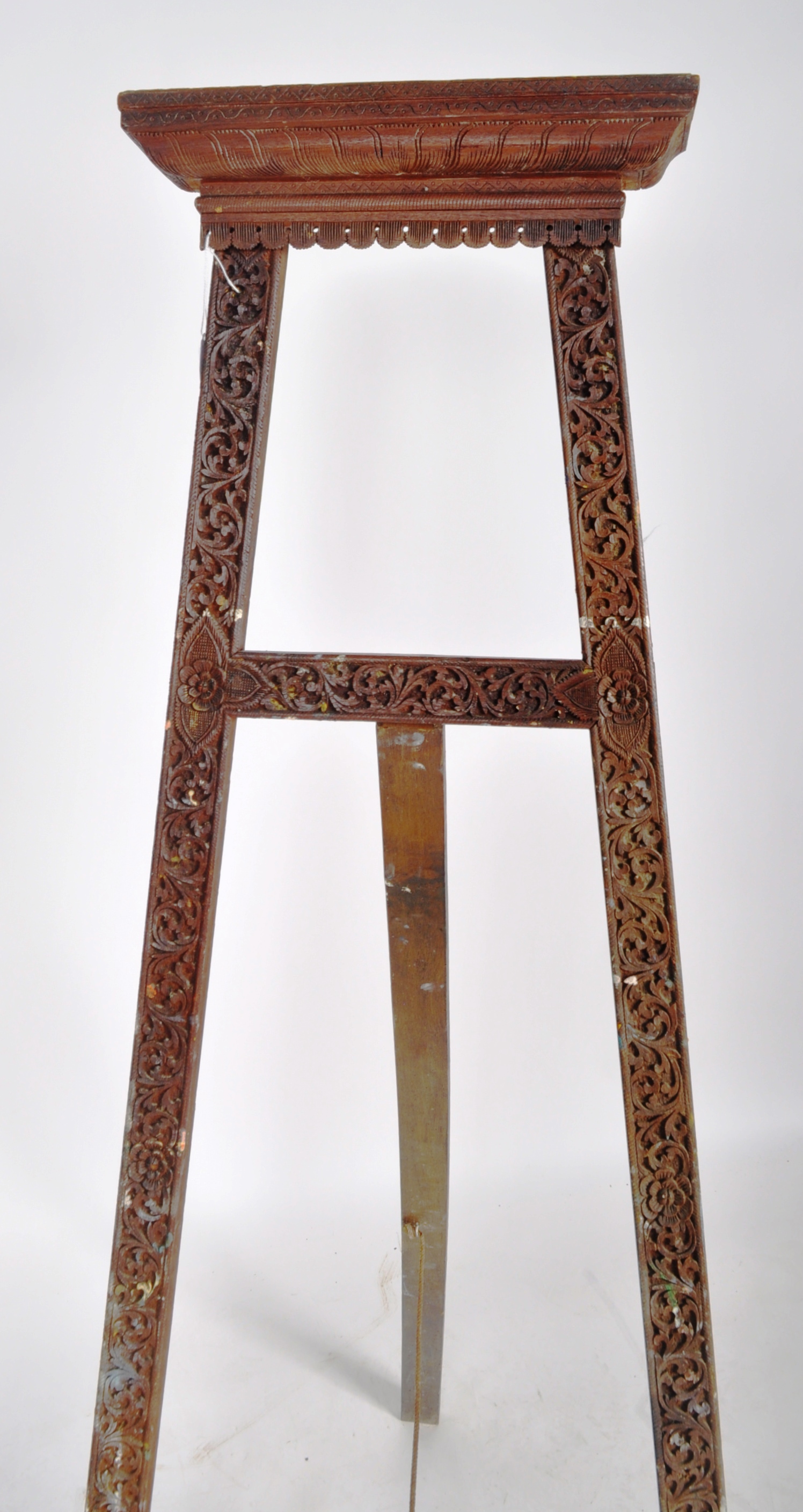 VINTAGE 20TH CENTURY ORIENTAL CARVED WOOD EASEL STAND - Image 4 of 13