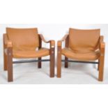 MAURICE BURKE FOR ARKANA - MATCHING PAIR OF SAFARI ARMCHAIRS