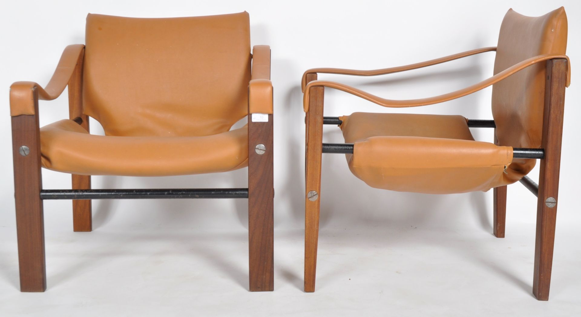 MAURICE BURKE FOR ARKANA - MATCHING PAIR OF SAFARI ARMCHAIRS - Image 6 of 7