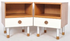 MATCHING PAIR OF RETRO BRITISH DESIGN BEDSIDE TABLES
