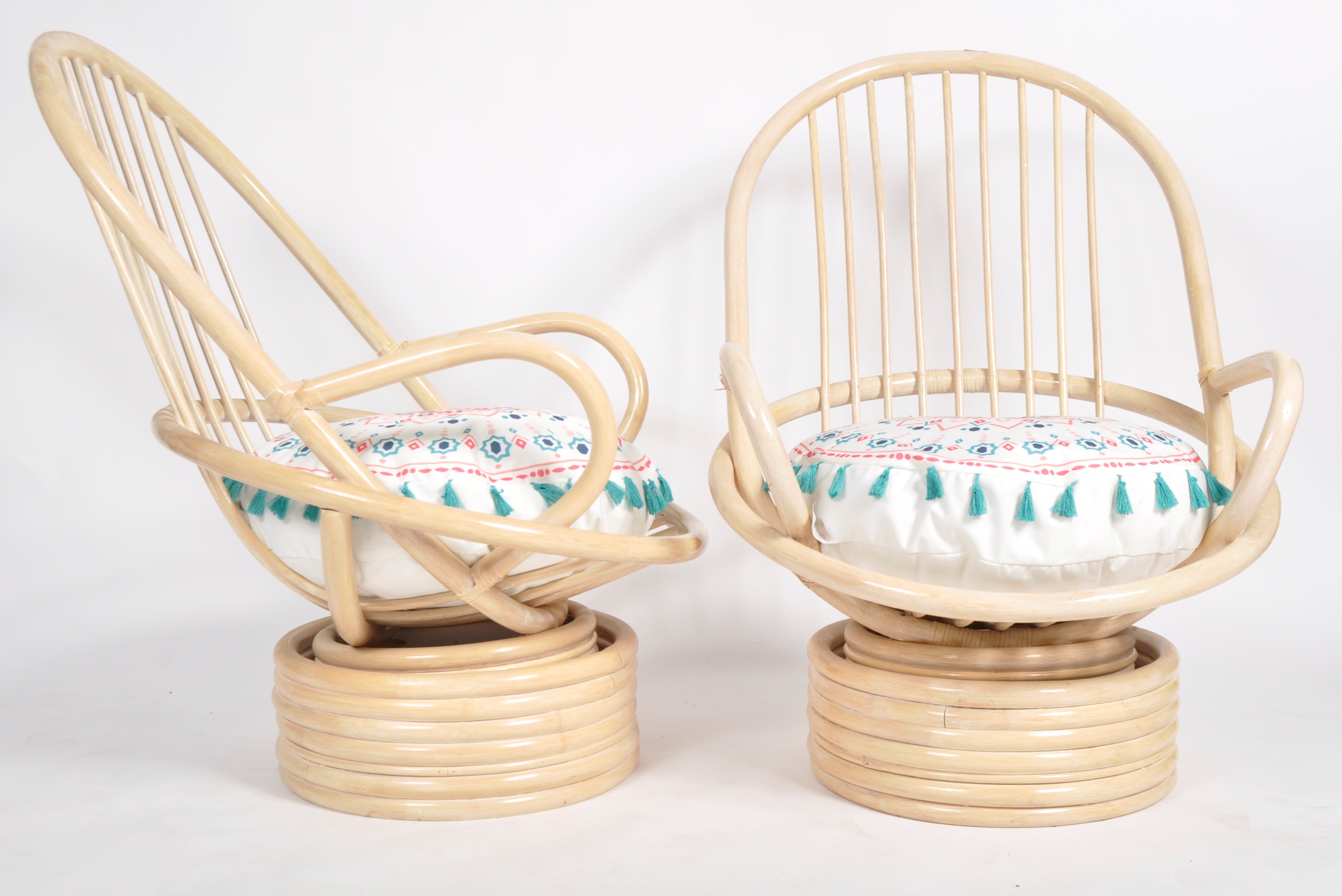CERDA - PAIR OF ITALIAN CANE & BAMBOO EGG CHAIRS - Image 6 of 8