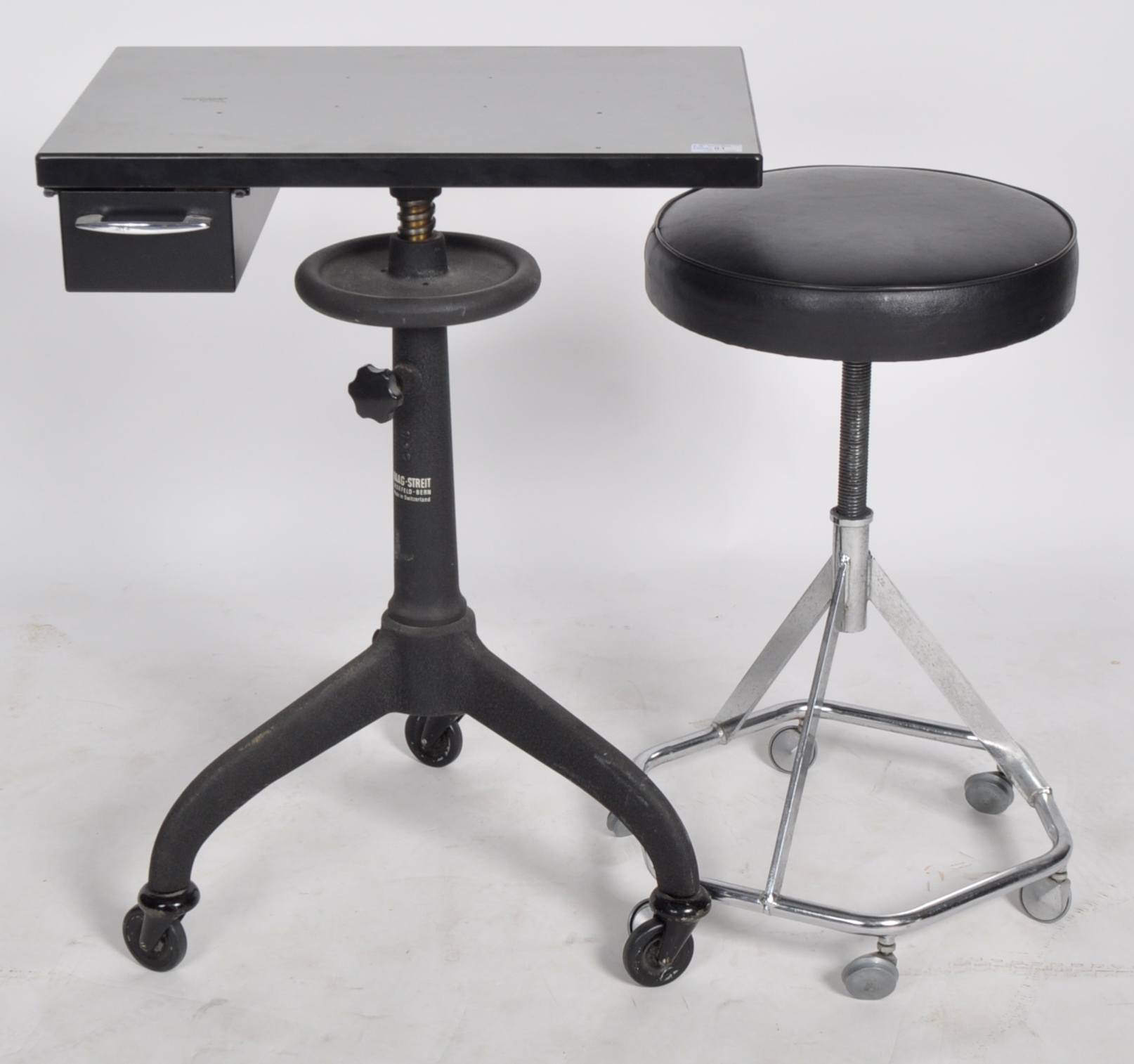 RETRO VINTAGE SWISS OPTICIAN'S TABLE AND STOOL - Image 2 of 7