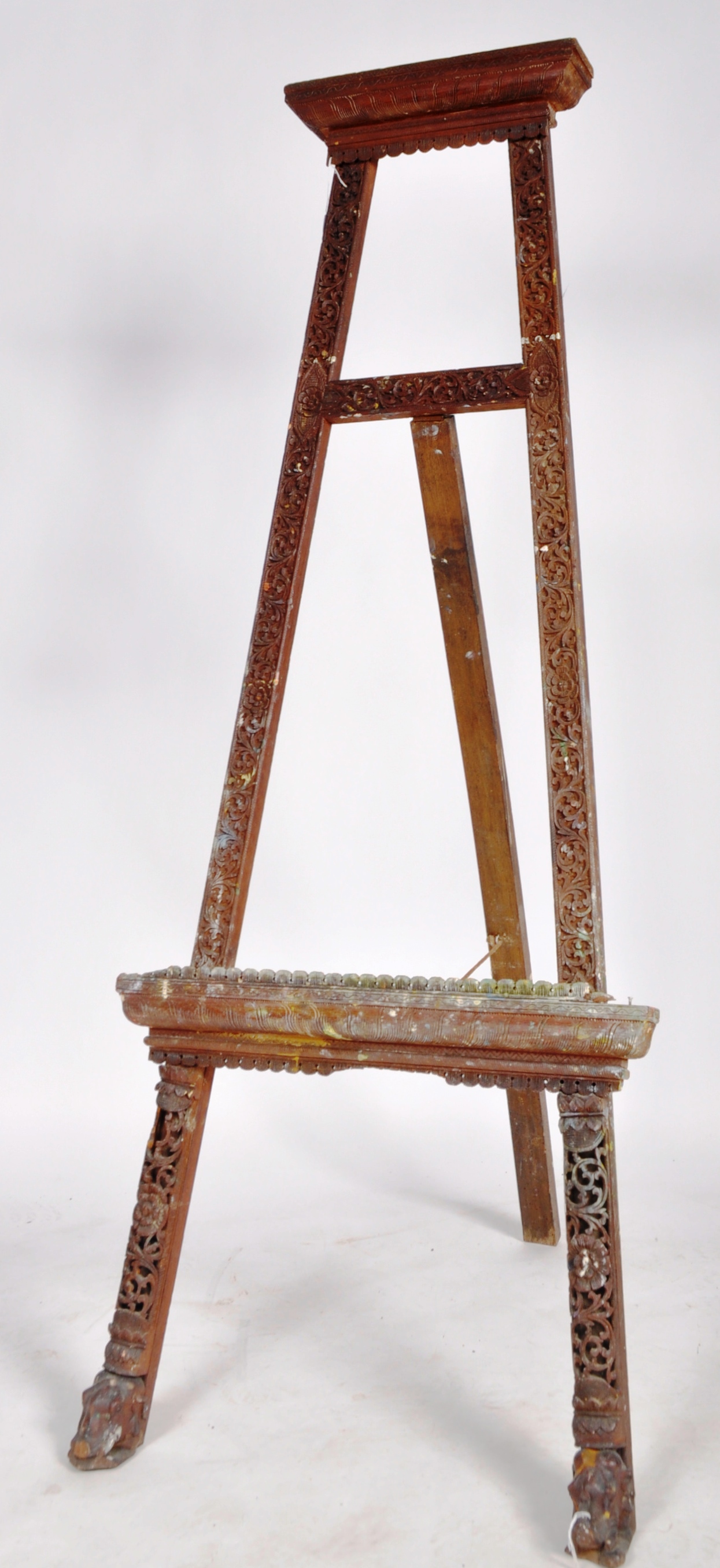 VINTAGE 20TH CENTURY ORIENTAL CARVED WOOD EASEL STAND - Image 2 of 13