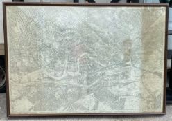 LARGE EARLY 20TH CENTURY WWI MAP OF BRISTOL