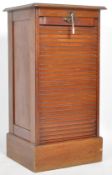 20TH ART DECO OAK UPRIGHT PEDESTAL TAMBOUR DOOR CABINET