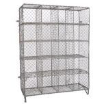 MID CENTURY GALVANISED WIRE CAGE PIGEON HOLE RACK